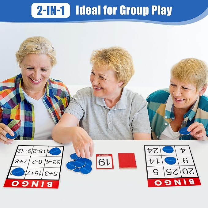 Assistex Large Print Bingo Cards for Seniors - Double-Sided Jumbo Bingo Cards with Complete Set, Fun Elderly Card Games, Perfect for Assisted Living and Stress Relief Activities