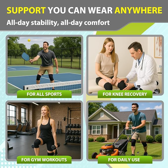 Knee Brace for Meniscus Tear 2 Pack, Knee Compression Sleeve for Men and Women, Knee Support for Arthritis, Swelling, Inflammation, ACL, Pain Relief, Running, Workout, Sports and Recovery Orange L