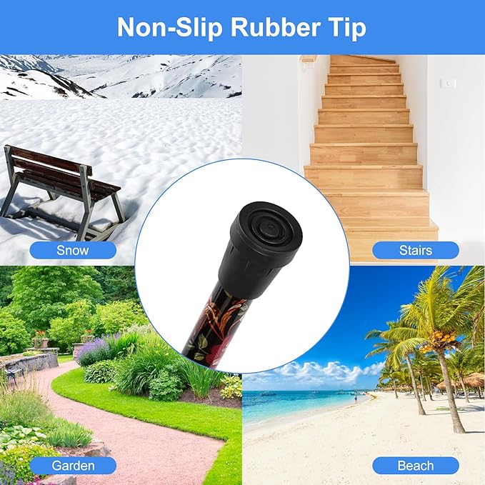 supregear Folding Cane, 5-Level Adjustable Height Walking Stick Lightweight Collapsible Portable Travel Cane with Wrist Strap and T Handle for Elderly Disabled Men Women