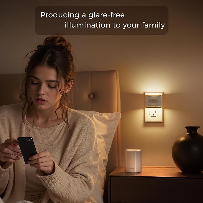 L LOHAS LED Night Light with Motion Sensor & Dusk to Dawn Sensor, 3CCT | Night Lights Plug into Wall, Motion Activated Night Light, White Housing 4 Pack