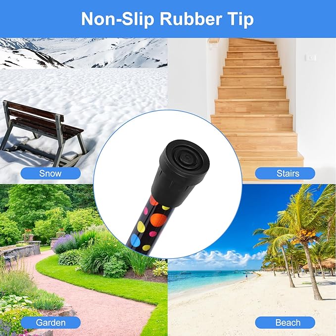 supregear Folding Cane, 5-Level Adjustable Height Walking Stick Lightweight Collapsible Portable Travel Cane with Wrist Strap and T Handle for Elderly Disabled Men Women