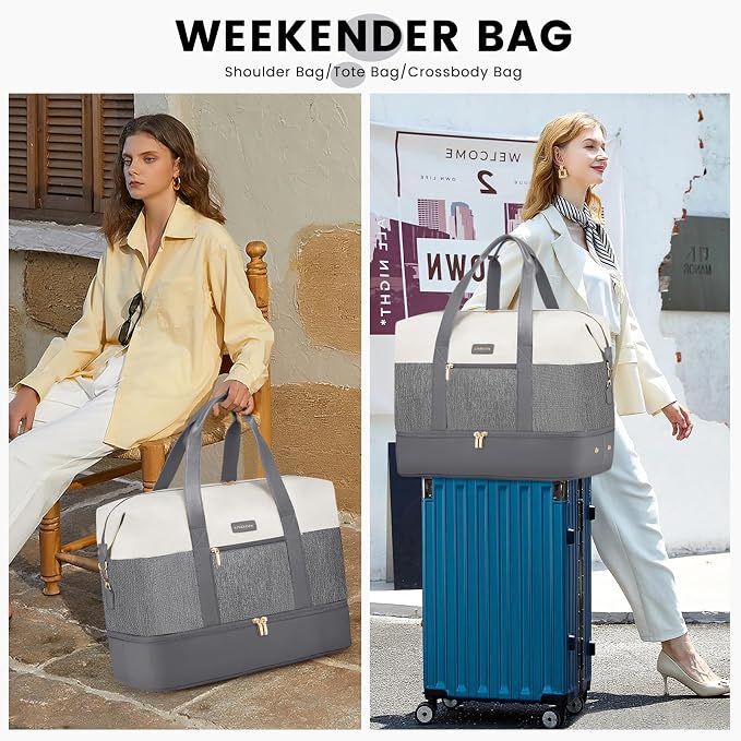 LOVEVOOK Weekender Bag for Women, Large Duffle Bag for Travel with 2 Packing Cubes, Carry on Overnight Bag with Shoe Compartment, Mom Hospital Bags for Labor and Delivery
