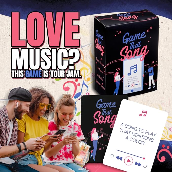 Game That Song - Music Party Game for Adults & Families | Card Game for Game Night | Compete to Play the Best Song | 3-6 Players or Groups