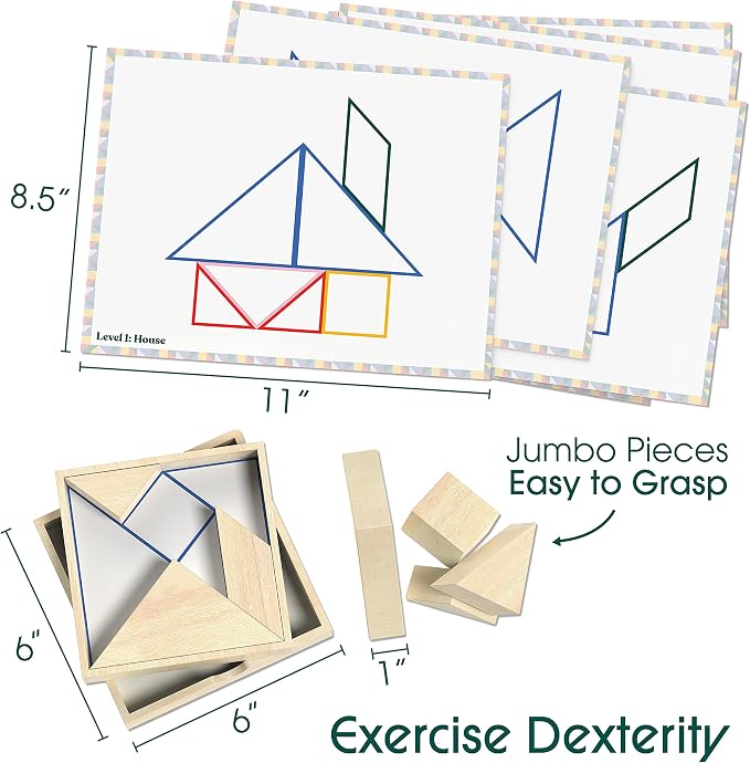 Keeping Busy Tangram Dementia Activities for Seniors | Alzheimer Products for Elderly Patients | Fun Memory Game Toy & Cognitive Brain Puzzle for Senior Citizens w/Memory Loss or Alzheimers