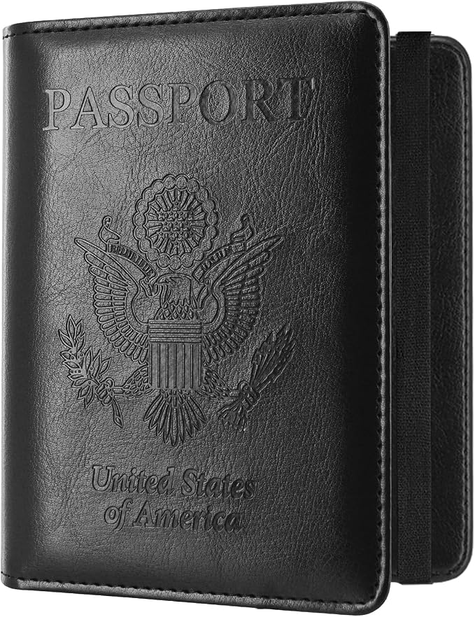 ACdream RFID BLOCKING Passport Holder Travel Wallet, Premium PU Leather Cover Passport Book with Card Holder, Pen Holder, Keep Organization, and Travel Essentials for Women and Men, Black