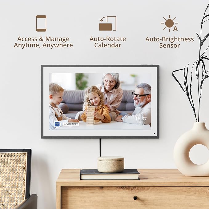 Dragon Touch 15.6" Digital Calendar Chore Chart – 1080P Full HD Interactive Touchscreen, Smart Family Planner, Hearth Display Digital Calendar Wall & Desk Mountable for Seamless Scheduling Black
