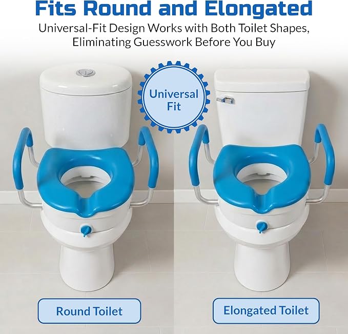 Raised Toilet Seat for Seniors, Elevated Toilet Seat Riser with Padded Seat | Easier, Safer Sit & Stand at the Toilet - padded seat, tool-free assembly
