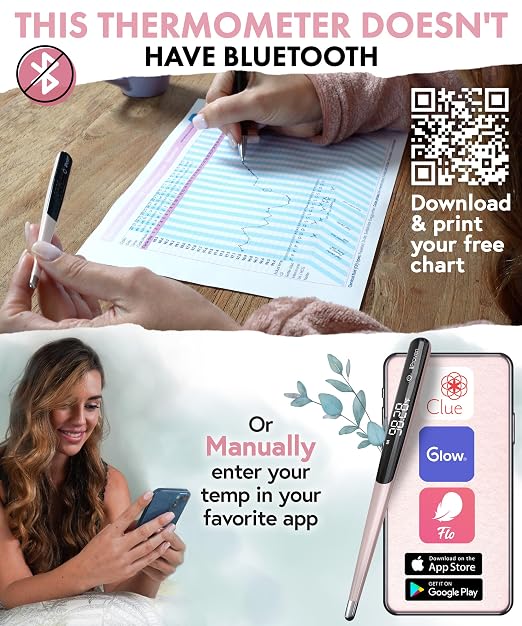 iProven Rechargeable Basal Body Thermometer, 0.01° Precision, Silent Buzz | Accurate 70-Sec Readings, Backlit Display, Last Memory Recall, BBT Thermometer for Natural Ovulation Tracking