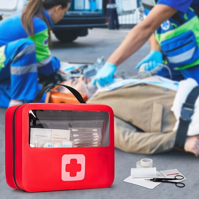 Marscamd Waterproof Empty First Aid Bag with a Detachable Panel | Small Medical Bag with Molle System, Red (Bag Only)