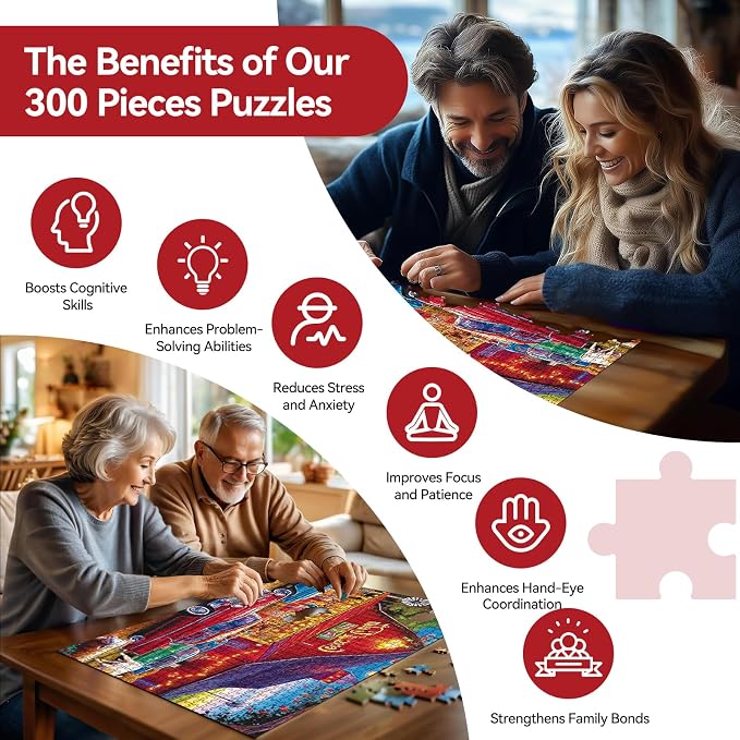 300 Piece Jigsaw Puzzle for Adults – Night Car Life - Challenging Puzzle Game, Unique Artwork, Gift for Birthday, Home Decor, Fun for Family Entertainment(20.5" x 15")