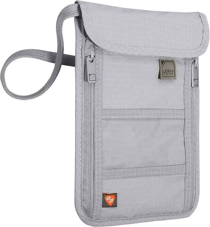 Lewis N. Clark Stash Neck Travel Wallet | RFID Blocking Passport Holder | Protect Personal Information | Gray