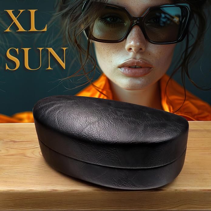 MyEyeglassCase - Large Sunglasses Case - Glasses Holder with Pouch & Cloth - Eyeglass Hard shell Medium - Extra Large frames