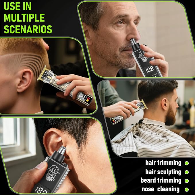 Hair Clippers for Men 2 in 1 Beard and Mustache Trimmer for Men T Liners Trimmers Electric Cordless Nose and Ear Hair Trimmer Grooming Kit with Bag, to Son Husband Father Men's Gifts