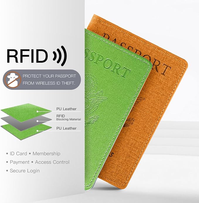 2Pack Passport Wallet, Travel Gifts, Travel Accessories - Yellow&Green