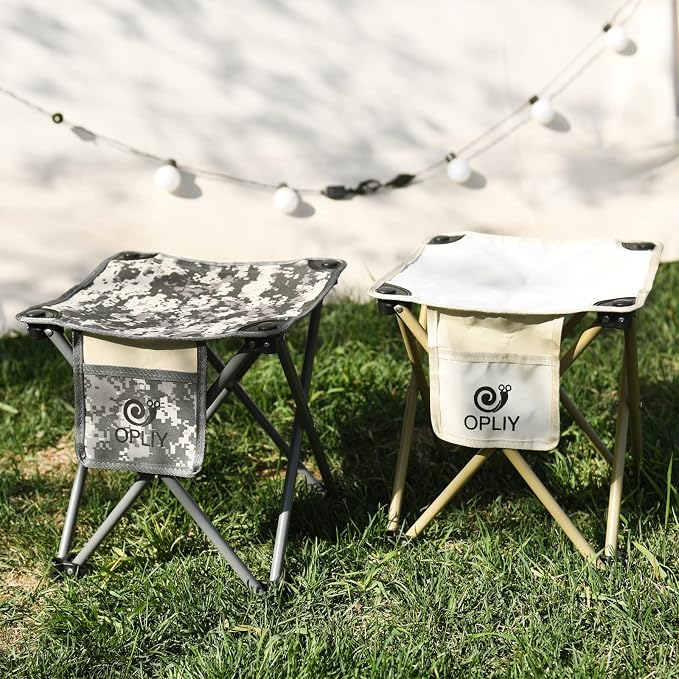 Camping Stool 2 Pack,13.5 Inch Portable Folding Stool for Outdoor Gardening and Beach Hiking Fishing,Foot Stool with Carry Bag (Camouflage)