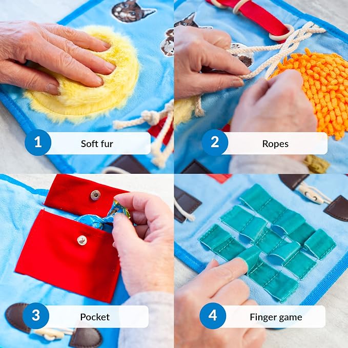 ODOXIA Fidget Blanket for Dementia | Calming & Comforting Dementia Activities for Seniors | Dementia Products for Elderly | Sensory Blanket | Helps with Alzheimer’s, Dementia, Asperger’s, Autism