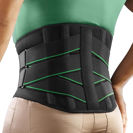 FREETOO Ergonomic Back Support Belt for Men Women Lower Back Pain with 7 Metal Stays, Comfy Back Brace with 3D Soft Pad