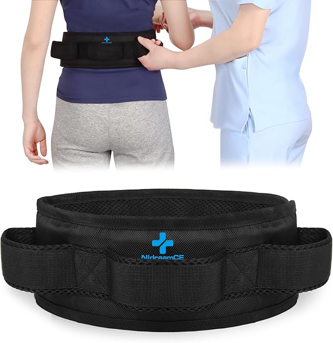 NIdreamCE Gait Belt Transfer Belts with Handles for Lifting Seniors, Safety Gate Belt with Quick Release Buckle Nursing Safety Patient Assist for Elderly, Disabled, Physical Therapy, Caregivers(Black)