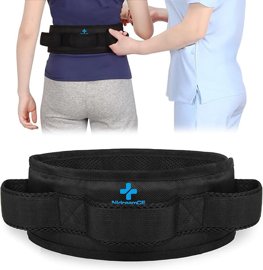 NIdreamCE Gait Belt Transfer Belts with Handles for Lifting Seniors, Safety Gate Belt with Quick Release Buckle Nursing Safety Patient Assist for Elderly, Disabled, Physical Therapy, Caregivers(Black)
