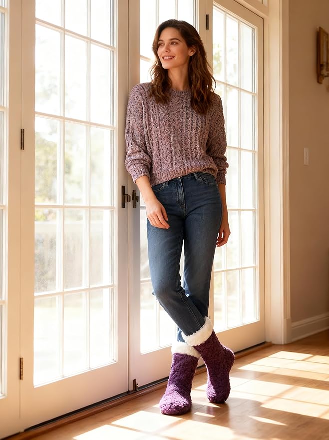 cosyone1997 Women's Fuzzy Slipper Socks with Non-slip Grippers, Cozy & Unique Gifts