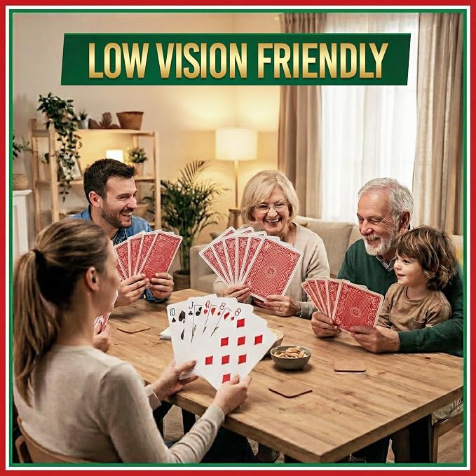 Bedwina Jumbo Playing Cards, Giant Extra Large Print Poker Playing Cards | Casino Theme Poker Party Decorations, Low Vision Gift, Family Game Night, Waterproof, Funny Oversized Deck, 5 x 7 Inch Cards
