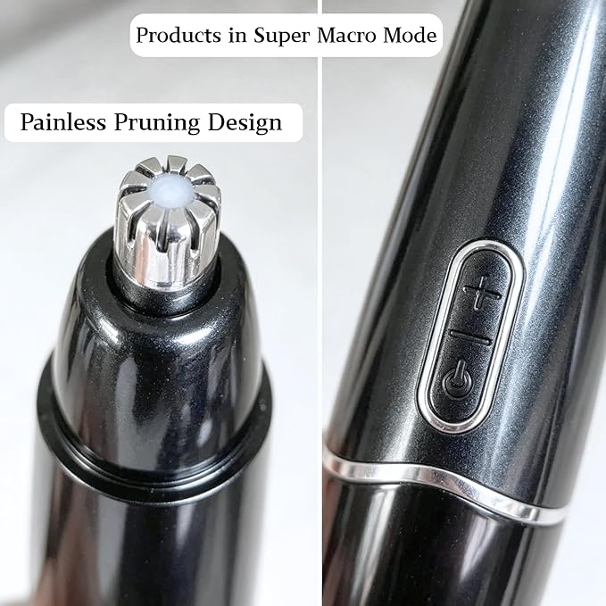 5-in-1 Nose Hair Trimmer for Men, USB-C Rechargeable Painless Eyebrow & Facial Trimmer, IPX7 Waterproof Electric Grooming Kit, LED Display with 5 Blade Heads, Classic Black