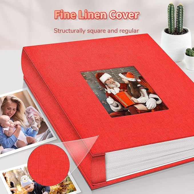 Artfeel Photo Album 4x6 with 1000 Pockets,Slip-in Picture Albums,Linen Cover Memory Book with Front Window,White Page Vertical Photo Book for Wedding,Family,Anniversare,Baby,Vacation