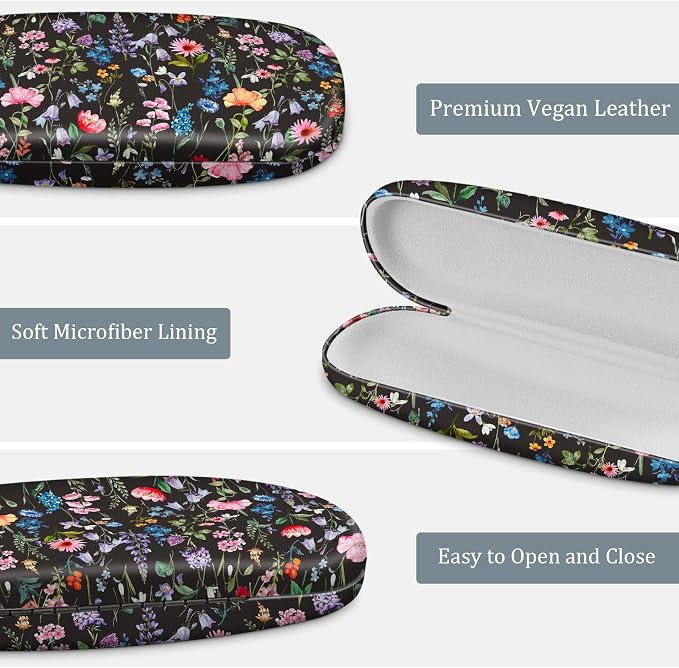 FINTIE Hard Shell Eyeglasses Case, Portable Protective Glasses Cover Eyeglass Holder Box with Cleaning Cloth for Men Women