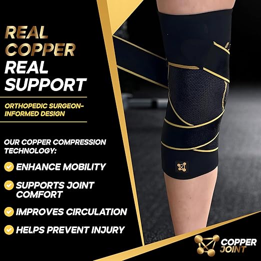 CopperJoint Pull On Knee Brace Women & Men Workout - Copper Infused Knee Sleeves for Men, Elastic Compression Knees Support Braces for Fitness, Volleyball, Basketball, Running, Sports [Small]