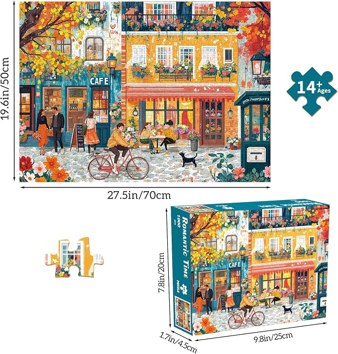 Puzzles for Adults 1000 Pieces, Romantic Street Scene Jigsaw Puzzle with 1:1 HD Poster, Perfect Interlocking No Dust, Stress Relief Ideal Gift for Family Games