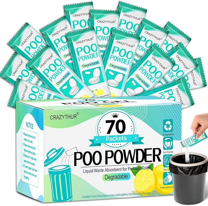Poo Powder for Portable Toilet Gel Powder, Camping Toilet Gel | Pee Powder, Eco Toilet Gel for 650ml Urine/10g, Toilet Gel Powder for Outdoor Camping and Hiking