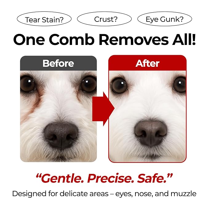 JAYU PET Facial Grooming Comb | Dog Eye Combs, Stress-free Eye Gunk Remover for Dogs & Cats, Pet Facial Brush, Cat Grooming Kit