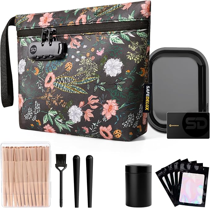 Smell Proof Bag, Odor Proof Bag with Combination Lock, Durable Smell Proof Container with Carbon Lining, Secure Odorless Travel Pouch for Home & On-the-Go (Gray Combo)
