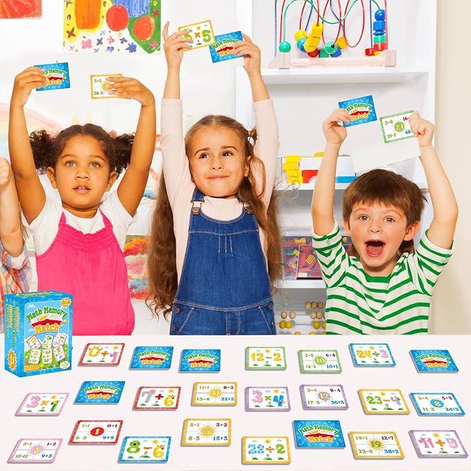 gisgfim 100 PCS Math Memory Matching Game Mathematics Concentration Memory Card Games A Fun & Fast Math Game for Addition Subtraction Multiplication Division Matching Games