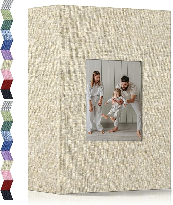 popotop Photo Album 4x6-200 Photos Photo Books with 200 Horizontal Pockets,Linen Cover Albums for Family Wedding Anniversary Baby Vacation Pictures