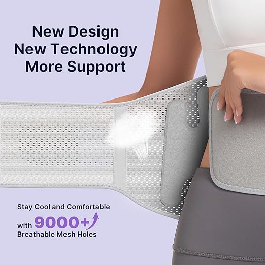 Fit Geno Back Brace for Lower Back Pain Women: Adjustable Lumbar Support Brace for Pain Relief - Breathable Waist Belt for Comfort - L