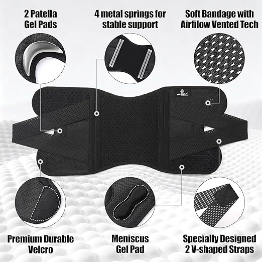 NEENCA Knee Brace for Knee Pain, Compression Knee Support with Air Mesh Fabric, Adjustable Knee Wrap with Side Stabilizers, Ultra-Soft Bandage for Elderly, Meniscus Tear, ACL, Arthritis Relief, Hiking