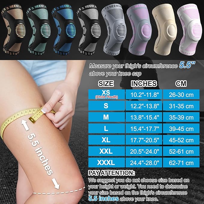 NEENCA Professional Knee Brace for Pain Relief, Medical Knee Support with Patella Pad & Side Stabilizers, Compression Knee Sleeve for Meniscus Tear, ACL, Joint Pain, Runner, Workout (Black, XXX-Large)