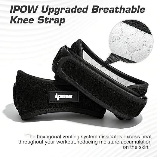 IPOW Patella Tendon Knee Strap 2 Pack Knee Pain Relief & Patella Stabilizer Knee Strap, Patellar Tendon Support Strap, Knee Brace for Running, Hiking, Soccer, Basketball, Jumpers Knee, Tennis, Volleyball & Squats