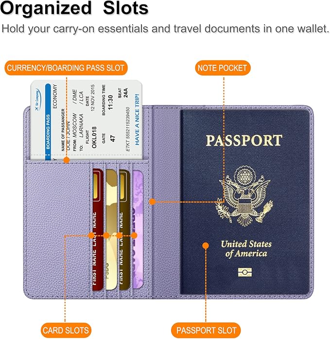 FINTIE Passport Holder, Slim Travel Wallet RFID Blocking Card Case Cover | Passport Cover Protector Essentials with Credit Card Slots, For Women/Men