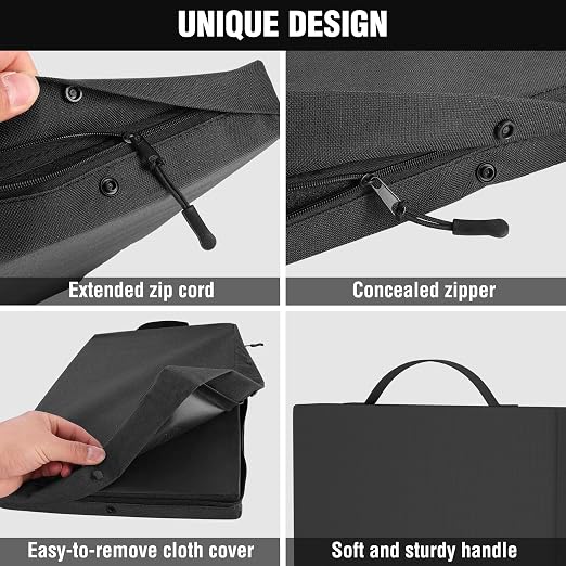 WORKPRO 17" Kneeling Pad with Removable Cover, Black | Soft NBR Foam Cushioning, Large Size, For Gardening, Daily Chores, Workout Supplies