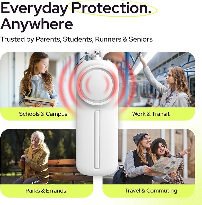 Weten Personal Safety Alarm Keychain - 130dB Siren, LED Light, Panic Pin – Compact Self-Defense Device and Emergency Whistle Alternative for Women, College, Travel, and Night Walk Protection (White) | LED Light, Panic Pin, Self-Defense Device, Emergenc...