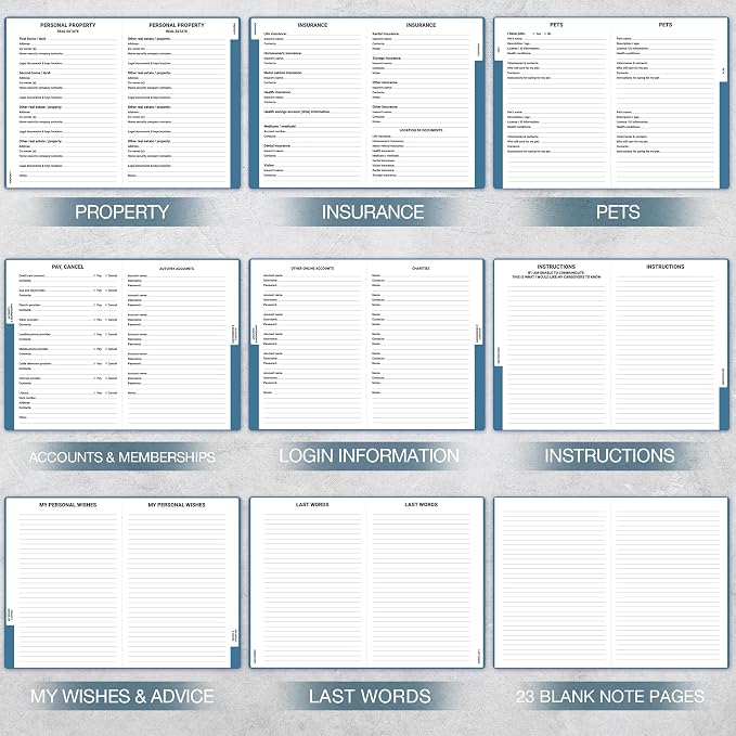 End of Life Planner - Estate Organizer & Final Arrangements Book, 8.5"x6.4" | I'm Dead Now What? All-in-One Guide to Ease the Burden for Your Family. Includes Large Print, Inner Pocket & Pen Loop,