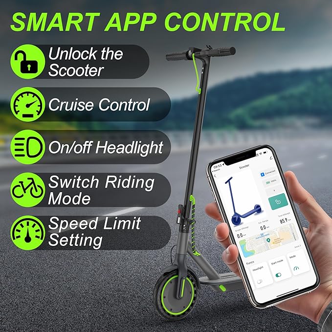 Electric Scooter for Adults, Folding E Scooter with 350W/500W Motor 16-24 Mph Top Speed, Max 15-60 Miles Long Range, 6.5''/8.5''/10''/14'' Solid Tires Commuting Scooters, Dual Brakes, APP