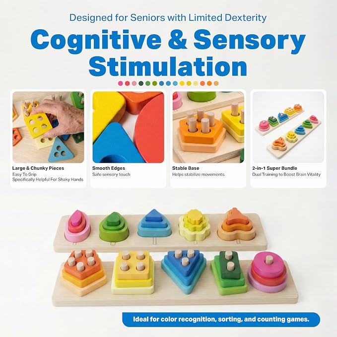DIMILI Wooden Dementia Fidget Toys for Elderly Seniors | 2-in-1 games for dementia patients, hand-eye coordination & cognitive stimulation for alzheimers seniors