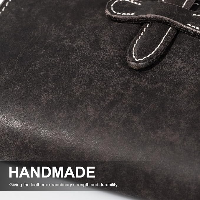 Leather Passport Holder for Travel,Passport Wallet,Dark Gray | RFID Blocking Card Slot,Top-Grain leather with Magic Buckle,Boarding Pass Pocket,Retro Style,Slim and Light-weight