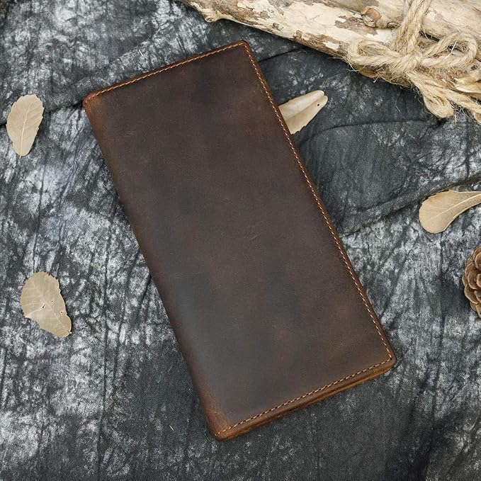 Genuine Leather Long Wallet for Men, Large Capacity Purse Clutch Bag Handbag Checkbook Cash Credit Cards Phone Holder | Large Capacity
