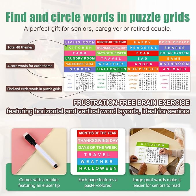 Thoughtful Gift for Seniors, 3-Piece Daily Support Set with Felt Board, Word Search Cards, and Pill Organizer, Memory and Routine Helper for Home Use, Ideal Gift for Elderly Men and Women