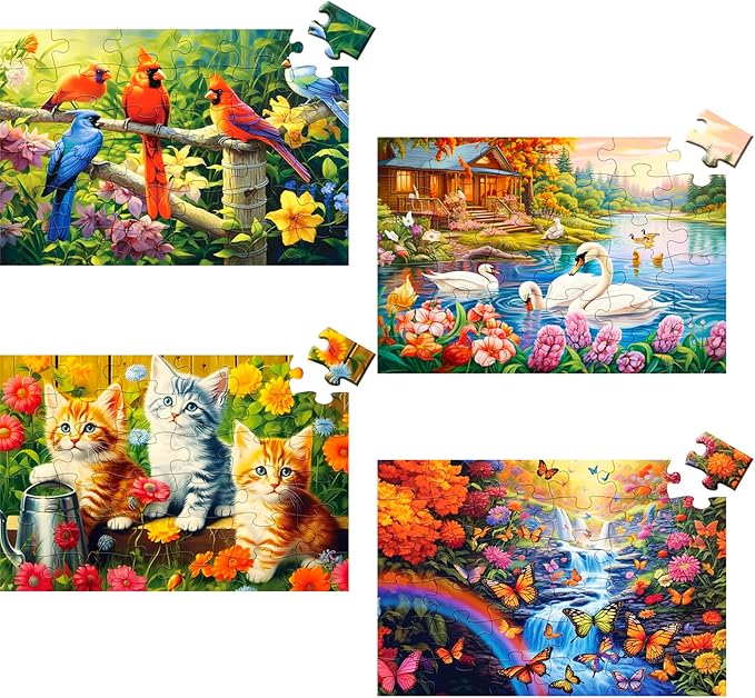 4 Packs 36 Large Piece Puzzle for Seniors - Dementia Puzzles for Elderly Adults,Alzheimer’s Puzzles Memory Cognitive Games for Elderly Seniors with 4 Storage Bags