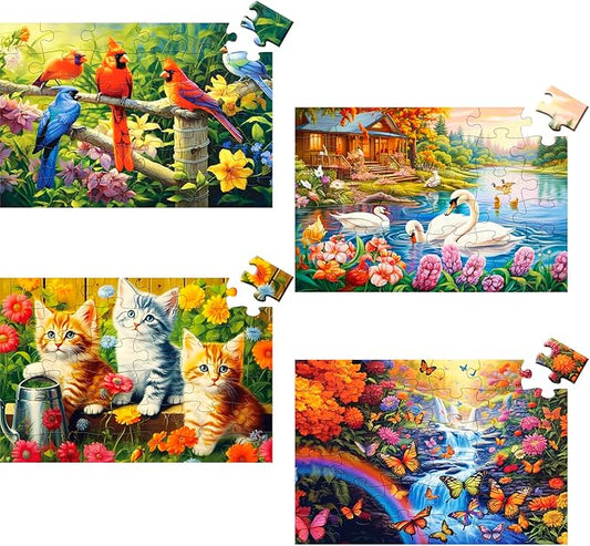 4 Packs 36 Large Piece Puzzle for Seniors - Dementia Puzzles for Elderly Adults,Alzheimer’s Puzzles Memory Cognitive Games for Elderly Seniors with 4 Storage Bags